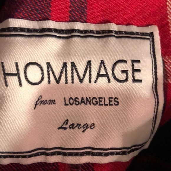 Hommage large Red Flannel Sleeveless Top w/ Faux Leather & Studs - Picture 3 of 14